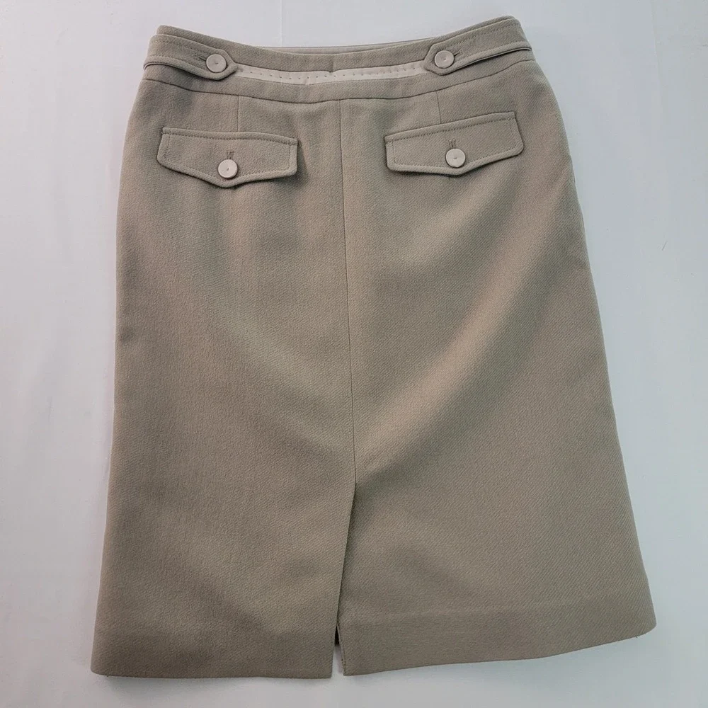 ZOOC Beige Wool pencil Skirt Size Medium 67-94 made in Korea‎ with mutton detail